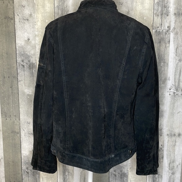 I.E. Relaxed brand black suede leather jacket. Two pockets. Front zip. Large‎ - Picture 6 of 13